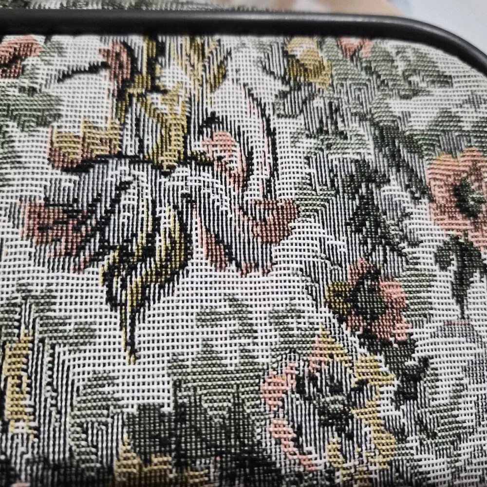Floral Vintage Tapestry Suitcase With Original Shoulder Strat Never Used